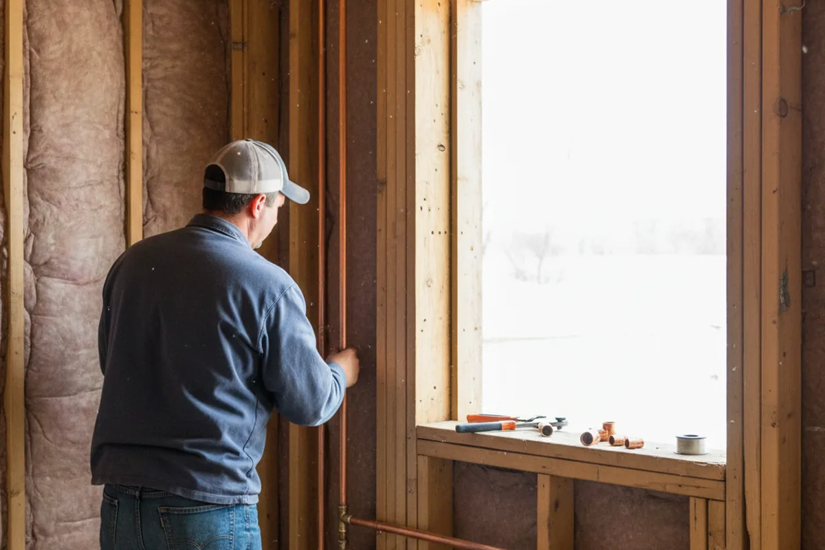 Licensed plumber running new copper supply lines in a Sharpsville home